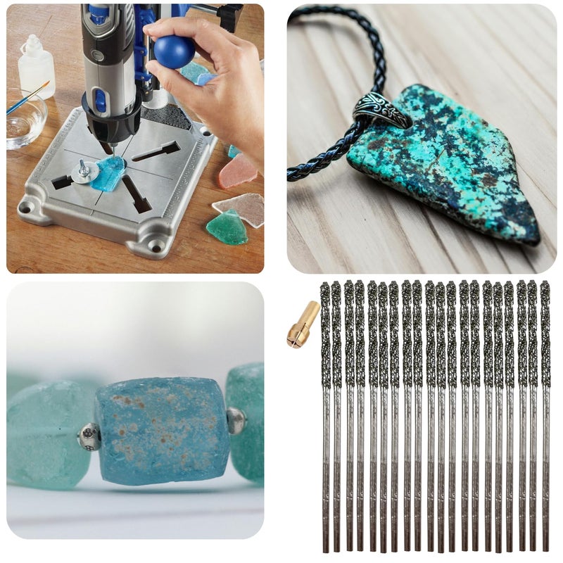 DRILAX Diamond Drill Bits 1.5mm 20 Pieces Compatible with Dremel Collet Included Twist Tip Jewelry Beach Sea Glass Shells Gemstones Lapidary Ornament Bracelet Necklace Arts Crafts - Image 3